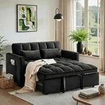 Sofa Bed 3 In 1 Loveseat Sleeper Velvet Adjustable Backrest Black Trygoal Side. Fixed Price $369.99.