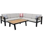 Armen Living Nofi 4-PIECE Wood Patio Sectional Set Gray/brown/charcoal. Fixed Price $1275.99.