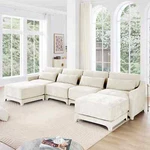 2-4 Seat Elegant Chenille Sponge Sofa Set Lumbar Pillow Living Room W/o Ottoman. Fixed Price $899.00.