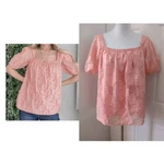 Andthewhy Los Angeles Top Size M New W/tags Peach Daisy Applique Square Neck. Fixed Price $23.95.