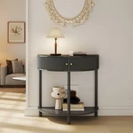 Artisan-crafted Wave-pattern Demi-lune Console Table With Dark Gray Finish. Fixed Price $195.99.