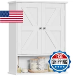 Teenfon Bathroom Wall Cabinet Over The Toilet Space Saver Storage Barn Doors Adj. Fixed Price $80.77.