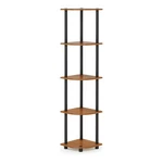 Furinno Turn-n-tube Wood 5 Tier Corner Display Rack Light Cherry/black. Fixed Price $46.89.