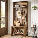 70.8 Inch Farmhouse Narrow Hall Tree With Bench And Shoe Storage For Entryway. Fixed Price $132.99.