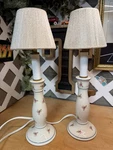 Pair Of Laura Ashley Ceramic Floral Table Lamps About 18 Tall Small Crack. Fixed Price $40.00.