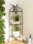 Iron Corner Baker Rack Plant Stand Shelf Black Trellis Design 30" Tall. Fixed Price $63.39.
