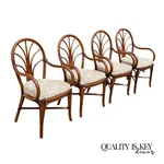 Vintage Hollywood Regency Bentwood Rattan Fan Back Dining Chairs - Set Of 4. Fixed Price $795.00.