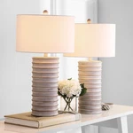 (set Of 2) Safavieh Table Lamp White Wash Resin Metal Cotton Shade Classic. Fixed Price $260.89.