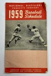 1959 National Distillers Products Company Baseball Schedule SLF3. Fixed Price $15.00.