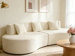 Cream White Curved Couch 4 Seat Minimalist Elegant Half Moon Sectional Sofa. Fixed Price $432.00.