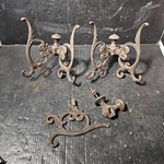 Pair Ornate Double Antique Hat Coat Hooks Cast Iron Victorian Hall Tree Rack. Fixed Price $87.00.
