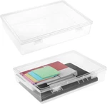 2 Pack Clear Stackable Storage Bin With Hinged Lids Organizer Boxes For Home Use. Fixed Price $31.99.