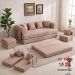 5-IN-1 Convertible Sofa Bed Sleeper, 79" Corduroy Floor Couch With 4 Pink. Fixed Price $474.00.