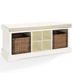 Crosley Furniture Brennan Wood Storage Entryway Bench With Baskets In White. Fixed Price $306.25.