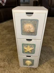 3 Drawer Sea Shell Wood Cabinet Storage Trinket Box 14 White With Colored. Fixed Price $12.99.