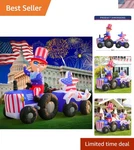 6FT Uncle Sam Tractor Inflatable: Led Holiday Decor For 4TH Of July Celebrations. Fixed Price $128.99.