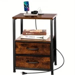 Led With Charging Station 2 Storage Drawers Bedside Table. Fixed Price $31.34.