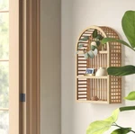 Light Wall Shelf Arched Design With Shelves, Mounted, Wooden. Fixed Price $45.50.