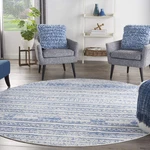 Nourison Whimsicle Tribal Ivory Blue 8 X Round Area Rug Easy Cleaning Non. Fixed Price $140.74.