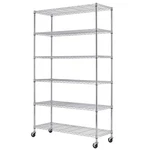 Bestoffice 6TIER Wire Storage Shelves With Wheels 18X45X82 Chrome Adj.... Fixed Price $140.22.