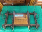 1890'S Oak & Wire Eastlake Victorian Wall Mt. Hat Rack Mirror, Free S/h. Fixed Price $165.00.