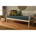 Kodiak Furniture Boho Wood Daybed White Finish With Linen Aqua Mattress. Fixed Price $545.53.