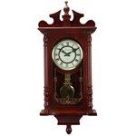 Bedford Collection 25 Inch Wall Clock With Pendulum And Chime Dark Redwood Oa. Fixed Price $151.68.