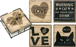 Primitives By Kathy Coaster Set All You Need Is Love And Cat Kitchen Access.... Fixed Price $30.51.