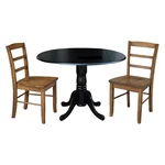 42 Dual Drop Leaf Table With Ladder Back Dining Chairs - 3 Piece Set. Fixed Price $548.52.