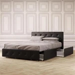 Dhp Dakota Queen Upholstered Bed With Storage Drawers In Black Faux Leather. Fixed Price $410.64.