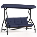 Deluxe Porch Swing 3-SEAT Outdoor Converting Patio With Adjustable Canopy. Fixed Price $229.99.
