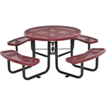 Global Industrial 46" Round Expanded Metal Picnic Table Red. Fixed Price $896.20.