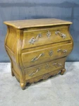 Vintage Baker Furniture French Country Oak Bombe 3 Drawer Chest; Rococo Hardware. Fixed Price $1395.00.