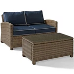 Crosley Furniture Bradenton 2 Piece Fabric Patio Sofa Set In Brown And Navy. Fixed Price $829.99.