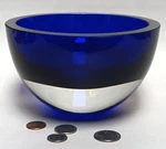 5" Mcm Krosno Poland Cobalt Blue Lass Bowl Vtg Table Modern Art Sculpture Decor. Fixed Price $65.00.