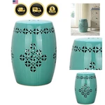 Garden Stool Ceramic Quatrefoil Round Accent Patio Indoor Outdoor Blue. Fixed Price $172.63.