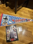 1994 Nhl New York Rangers Stanley Cup Champs Felt Pennant Banner, Program, Cards. Fixed Price $25.00.