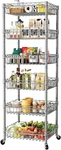 6 Tier Shelf Adjustable Storage Shelves Rack Standing Units With Wheels Closet. Fixed Price $100.73.