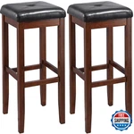 Crosley Furniture Upholstered Square Seat Bar Stools Set Of 2 Vintage Mahogany. Fixed Price $214.00.