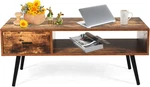 Mid Century Modern Coffee Table With Drawer & Storage Shelf, Rustic Brown. Fixed Price $84.99.
