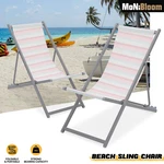 Set Of 2 Folding Beach Sling Chair Portable Adjustable Backrest Pool Lounge Seat. Fixed Price $53.89.
