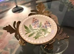 Vintage Weatherby England Royal Falcon 'sage' Porcelain Plate W/ Brass Base Cute. Fixed Price $59.95.