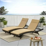 Brown Outdoor Chaise Lounge Cushion Set Of 2 Christopher Knight Home Pillow Ties. Fixed Price $184.19.