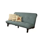 Kodiak Furniture Carson Wood Futon Java Brown Finish With Linen Aqua Mattress. Fixed Price $409.33.