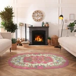 Oval Area Rug 6' X 4' Pink Wool Floral Design For Living Room Renovators Supply. Fixed Price $245.99.
