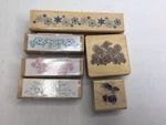 6 Mounted Rubber Stamps Assorted Brands 4-BORDERS, 2-FLOWERS All New But 1. Fixed Price $22.49.