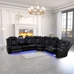 Black Led Power Recliner Sectional Sofa With Usb Port & Cup Holder. Fixed Price $1831.99.