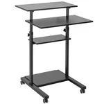 Vivo Black Mobile Height Adjustable Stand Up Desk Workstation Presentation Cart. Fixed Price $119.99.