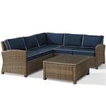 Crosley Furniture Bradenton 4 Piece Fabric Patio Sectional Set In Brown And Navy. Fixed Price $2139.45.