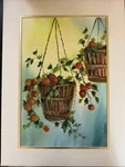 Vintage Watercolor Painting Original Signed Jobades Tomatoes Baskets 21X14 Inch. Fixed Price $14.99.